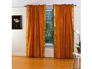 Mustard Yellow Rod Pocket Sheer Sari Curtain Drape Panel 60W x 120L Pair