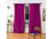 Violet Red Tie Top Sheer Sari Curtain Drape Panel 60W x 108L Pair