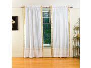 White Rod Pocket Sheer Sari Curtain Drape Panel 43W x 96L Pair
