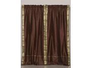 Brown Rod Pocket Sheer Sari Curtain Drape Panel 80W x 63L Pair