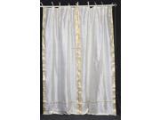 Cream Tie Top Sheer Sari Curtain Drape Panel 80W x 63L Pair