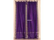 Purple Tie Top Sheer Sari Curtain Drape Panel 60W x 63L Pair