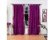 Violet Red Tab Top Sheer Sari Curtain Drape Panel 80W x 63L Piece