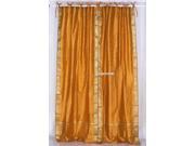 Mustard Tie Top Sheer Sari Curtain Drape Panel 43W x 63L Piece