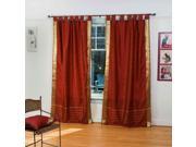 Rust Tab Top Sheer Sari Curtain Drape Panel 43W x 84L Pair