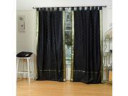 Black Tab Top Sheer Sari Curtain Drape Panel 80W x 108L Piece