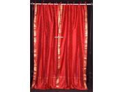 Fire Brick Tie Top Sheer Sari Curtain Drape Panel 43W x 84L Piece