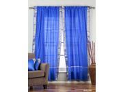 Enchanting Blue Rod Pocket Sheer Sari Cafe Curtain Drape Panel 43W x 24L Pair