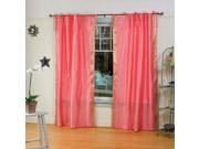 Pink Tie Top Sheer Sari Curtain Drape Panel 60W x 108L Pair