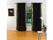 Black Rod Pocket Sheer Sari Curtain Drape Panel 43W x 96L Piece