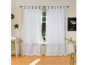White Silver Tab Top Sheer Sari Cafe Curtain Drape Panel 43W x 24L Piece