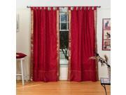 Maroon Tab Top Sheer Sari Curtain Drape Panel 60W x 108L Pair