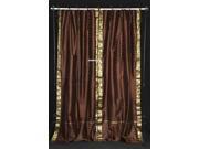 Brown Tie Top Sheer Sari Curtain Drape Panel 80W x 96L Pair
