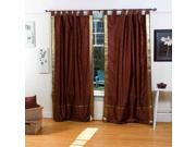 Brown Tab Top Sheer Sari Cafe Curtain Drape Panel 43W x 24L Piece