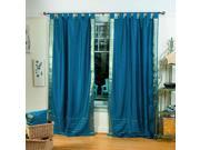 Turquoise Tab Top Sheer Sari Curtain Drape Panel 80W x 108L Pair