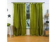 Olive Green Tab Top Sheer Sari Curtain Drape Panel 80W x 108L Pair