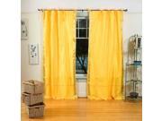 Yellow Tie Top Sheer Sari Cafe Curtain Drape Panel 43W x 24L Piece