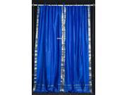 Island Blue Tie Top Sheer Sari Curtain Drape Panel 43W x 84L Pair