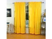 Yellow Rod Pocket Sheer Sari Cafe Curtain Drape Panel 43W x 24L Pair
