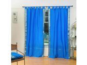 Blue Tab Top Sheer Sari Curtain Drape Panel 80W x 108L Pair