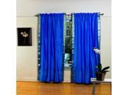 Blue Rod Pocket Sheer Sari Curtain Drape Panel 60W x 84L Pair