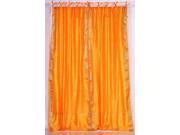 Pumpkin Tie Top Sheer Sari Curtain Drape Panel 60W x 120L Pair