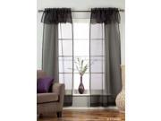 Black Rod Pocket w attached Valance Sheer Tissue Curtains Piece