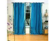 Turquoise Tie Top Sheer Sari Curtain Drape Panel 80W x 96L Pair