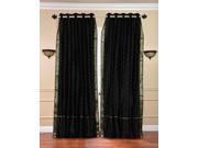 Black Ring Top Sheer Sari Curtain Drape Panel 80W x 84L Piece