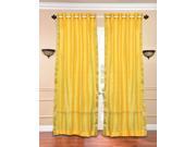 Yellow Ring Top Sheer Sari Curtain Drape Panel 43W x 108L Piece