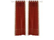Rust Hand Crafted Grommet Top Sheer Sari Curtain Drape Panel 43W x 108L Piece