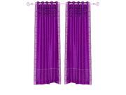 Violet Red Hand Crafted Grommet Top Sheer Sari Curtain Drape Panel 43W x 108L Piece