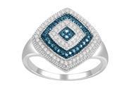 Sterling Silver 1 4ct TDW Blue and White Diamond Cushion Ring H I I2