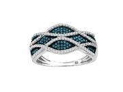 Sterling Silver 3 8ct TDW Blue and white Criss Cross Diamond Ring H I I2