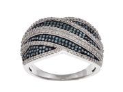 Sterling Silver 3 4ct TDW Blue And White Diamond Fashion Ring H I I2