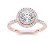 De Couer 14k Rose Gold 1ct TDW Diamond Double Halo Engagement Ring H I I2
