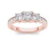 14k Rose Gold 2ct TDW Diamond Three Stone Princess Cut Engagement Ring H I I2
