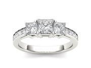 14k White Gold 2ct TDW Diamond Three Stone Princess Cut Engagement Ring H I I2