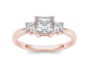 14k Rose Gold 1 1 4ct TDW Diamond Princess Cut Three Stone Engagement Ring H I I2