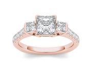 14k Rose Gold 1 3 4ct TDW Diamond Three Stone Princess Cut Engagement Ring H I I2