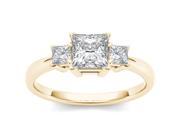 14k Yellow Gold 1 1 4ct TDW Diamond Princess Cut Three Stone Engagement Ring H I I2
