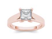 14k Rose Gold 1 ct TDW Diamond Princess Cut Solitaire Engagement Ring H I I2