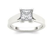 14k White Gold 1 CT TDW Diamond Princess Cut Solitaire Engagement Ring H I I2