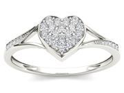 De Couer 10k White Gold 1 6ct TDW Diamond Heart Shape Split Shank Fashion Ring H I I2