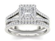 De Couer 10k White Gold 1ct TDW Diamond Princess Cut Solitaire Engagement Ring H I I2