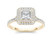 De Couer 14k Yellow Gold 1ct TDW Diamond Princess cut Solitaire Engagement Ring H I I2