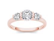 De Couer 14k Rose Gold 1 1 4ct TDW Three Stone Diamond Solitaire Engagement Ring H I I2