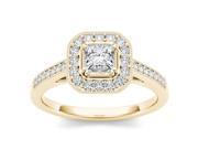 De Couer 14k Yellow Gold 1 2ct TDW Diamond Vintage Halo Engagement Ring H I I2