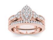 De Couer 10k Rose Gold 1 2ct TDW Diamond Marquise Framed Halo Engagement Ring Set with One Band H I I2