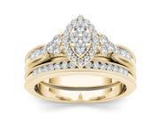 De Couer 10k Yellow Gold 1 2ct TDW Diamond Marquise Framed Halo Engagement Ring Set with One Band H I I2
